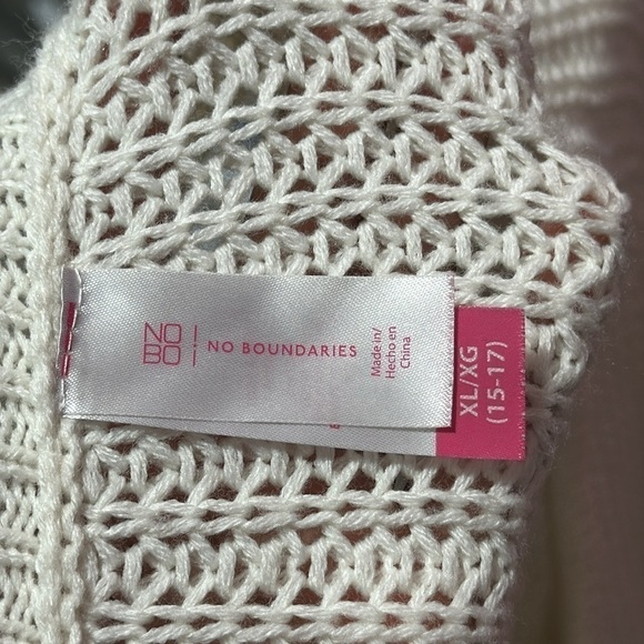 NO BOUNDARIES SWEATER DRESS JUNIORS LARGE WHITE KNIT LONG SLEEVE KEYHOLE NECK XL - Picture 4 of 5